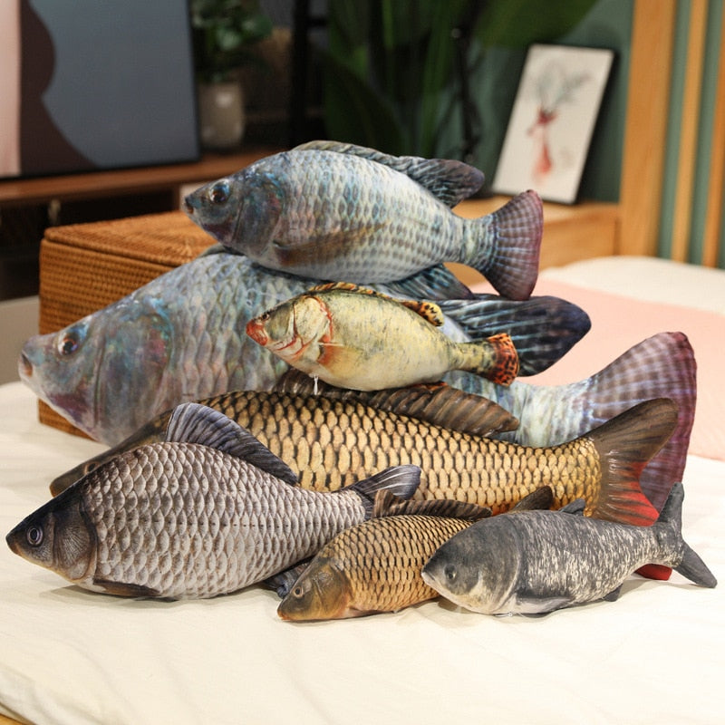 Simulation Fish Plush Toys Pillow Realistic Tilapia Carp Bream Sofa Pillow Stuffed Soft Bed Back Cushion Decor Birthday Gift