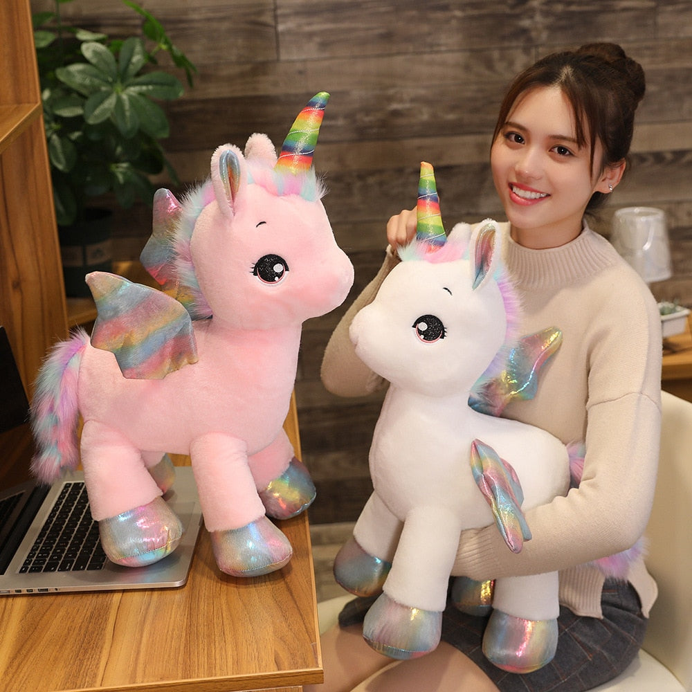 40CM Fantastic Unicorn Plush Toy Rainbow Horse With Wings Stuffed Unicornio Doll Toys Girl Children Birthday Gift Pillow