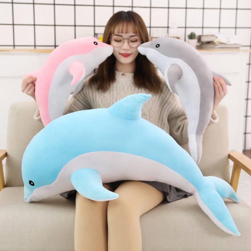 160cm Large Kawaii Dolphin Plush Toys for Children Stuffed Sea Animal Doll Soft Baby Sleeping Pillow Lovely Gift for Kids Girls
