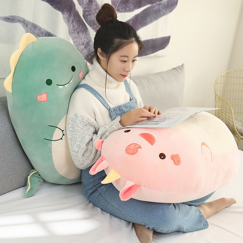 45/60/80CM Plush Toy Animal Kawaii Unicorn Dinosaur Lion Soft Big Pillow Buddy Stuffed Cushion Valentine's Gift For Kids Girl