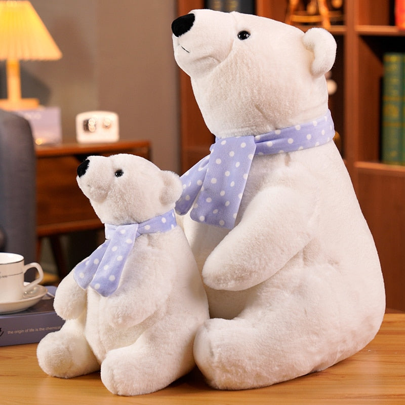 25/30/40cm Lovely Polar Bear Plush Toys Cute Soft White Bears with Scarf Dolls Stuffed Animal Pillow Girls Valentine's Gift