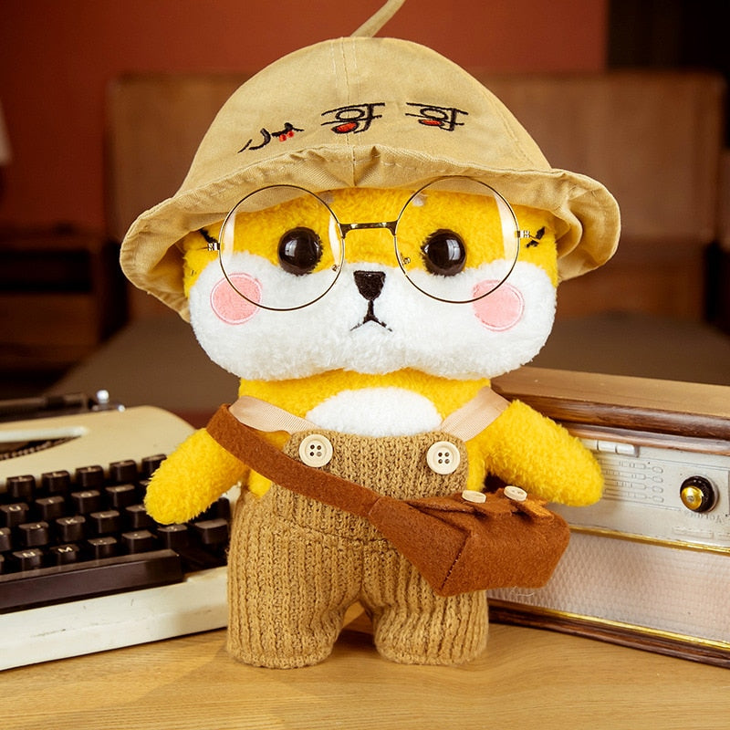35CM Super Cute Tiger Plush Toys Kawaii Tiger with Glasses Sweater Backpack & Hat Plushie Dolls Lovely Xmas Valentine's Gift