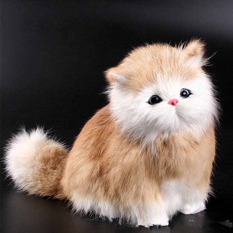 21cm Lovely Electric Simulation Stuffed Plush Cat Toys Soft Sounding Cute Plush Cat Doll Toys for Kids Funny Birthday Gift