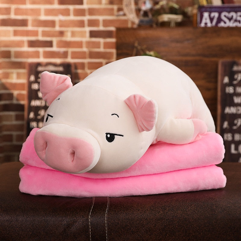 40-75cm Squishy Pig Stuffed Doll Lying Plush Piggy Toy Animal Soft Plushie Hand Warmer Pillow Blanket Kids Baby Comforting Gift