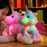 25CM Cute Glowing LED Light Unicorn Plush Toys Luminous Sitting Unicorn Animal Pillow Stuffed Doll Kids Kawaii Christmas Gifts