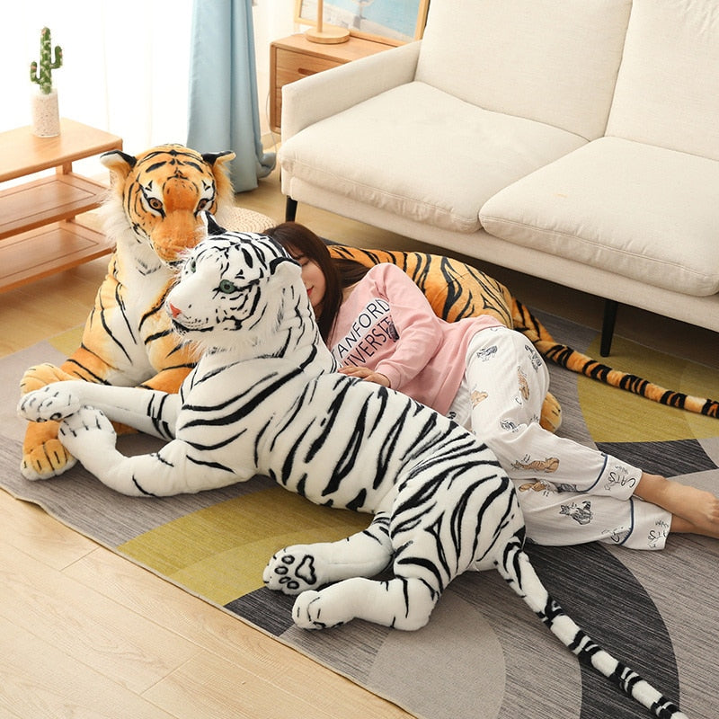 30-90cm Big Size Simulation Siberian Tiger Plush Toys Yellow & White Tiger Dolls Children Kids Decor Birthday Gift