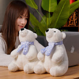 25/30/40cm Lovely Polar Bear Plush Toys Cute Soft White Bears with Scarf Dolls Stuffed Animal Pillow Girls Valentine's Gift