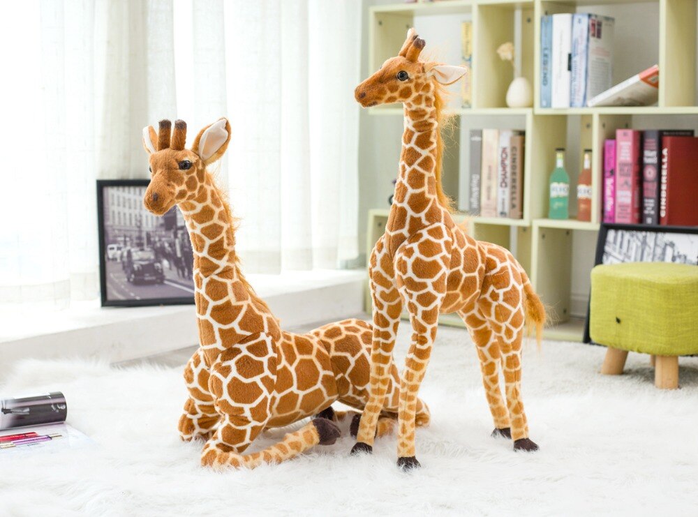 140cm Giant Real Life Giraffe Plush Toys Cute Stuffed Animal Dolls Soft Animal Deer Doll High Quality Birthday Gift Kids Toys