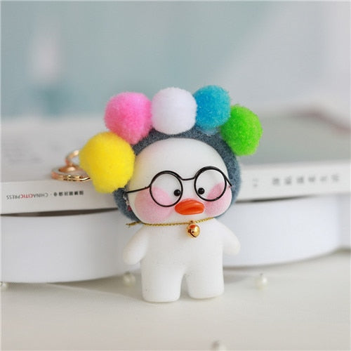 Kawaii LaLafanfan Cafe Duck Pendant Keychain Cartoon Cute Duck Car Decor Animal Dolls Girl Toys Birthday Gift For Children