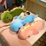 80/120cm Giant Lying Dinosaur Plush Toys Cartoon Dragon Dolls Bed Sleeping Cushion Stuffed Soft Toy for Children Kids Xmas Gift