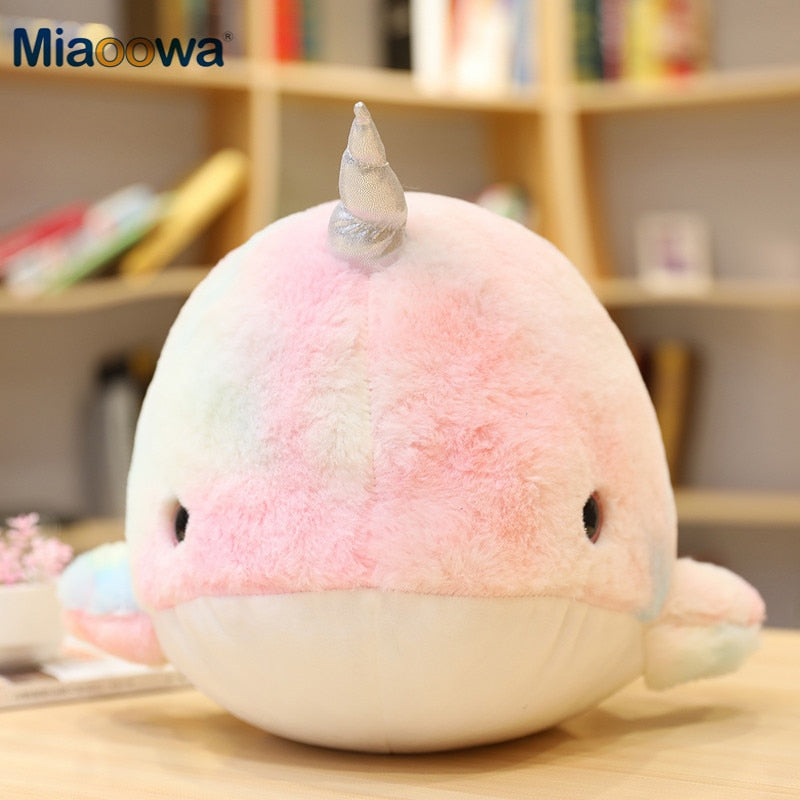 28/45cm Rainbow Narwhal Plush Toys Stuffed Sea Animal Colorful Whale Fish Doll Soft Pillow for Children Baby Girl Birthday Gift