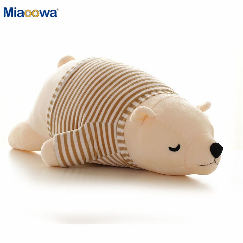35-110CM Kawaii Dressing Polar Bear Plush Doll Baby Soft Stuffed Sleeping Bear Pillow Animal Plush Toys Kids Cartoon Gifts