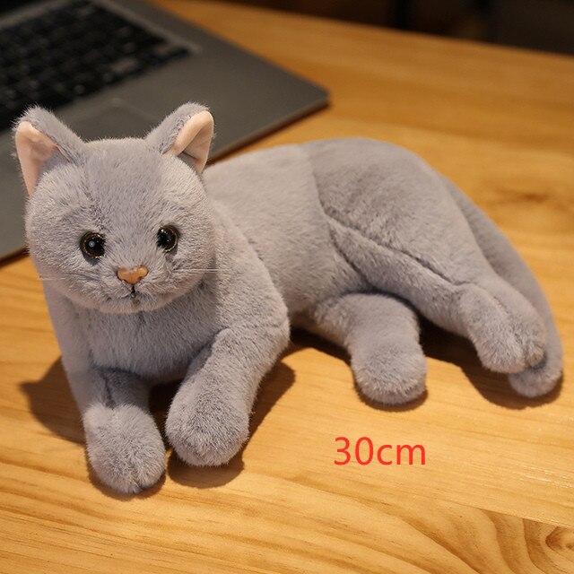 26/30/40cm Cute Real Life Plush Cats Doll Stuffed Lying Cat Plush Toys for Children Baby Doll Kids Birthday Gift Home Decoration