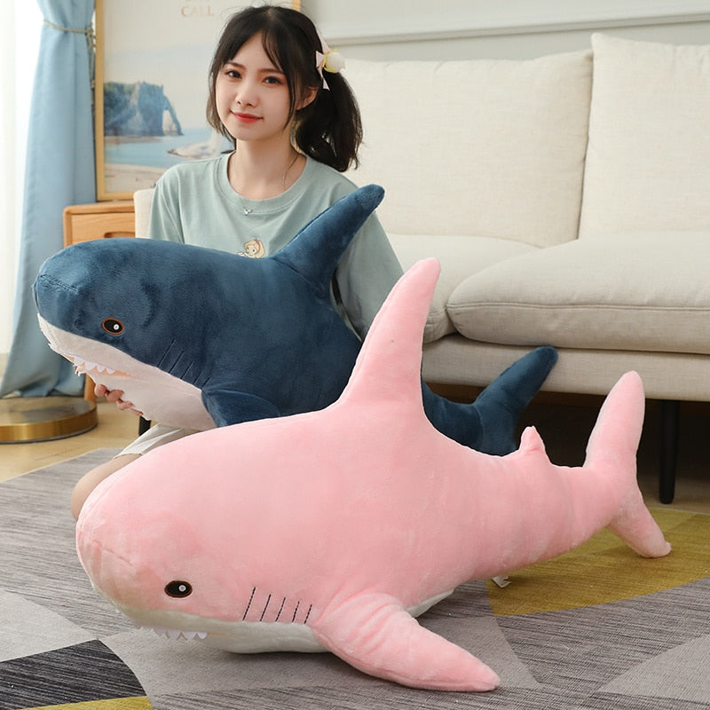 140cm Giant Cute Shark Plush Toy Soft Stuffed Speelgoed Animal Reading Pillow for Birthday Gifts Cushion Doll Gift For Children