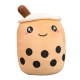 Kawaii Small Size Cartoon Bubble Tea Cup Peluche Toys Funny Boba Pillow Stuffed Soft Strawberry Panda Milk Tea Cushion Baby Gift