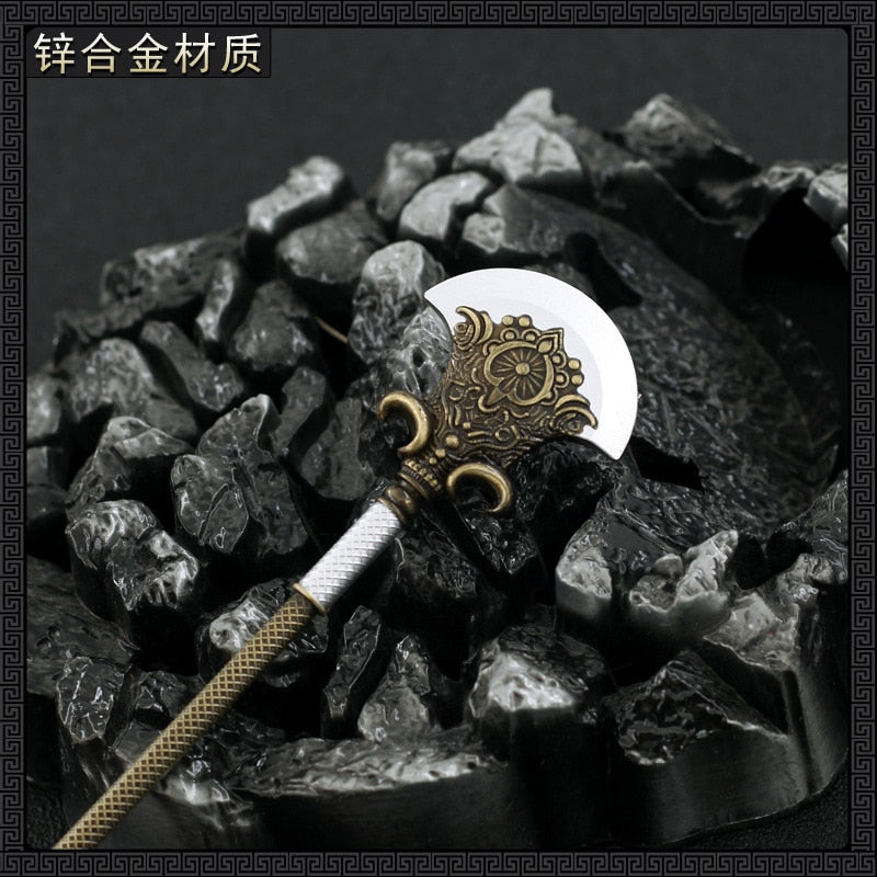 [22CM~8.66"] Ancient Chinese Cold Weapon Monk Sha Zen Staff Metal Model Journey to the West Film Television Peripherals Home Decoration
