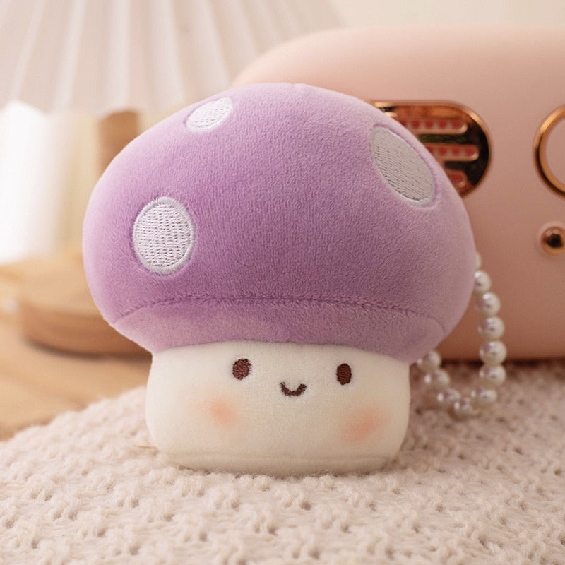 10cm Cartoon Mushroom Peluche Toy Kawaii Plant Plush Mushroom with Pearl Pendant Dolls Cute Toy for Children Girls Gifts
