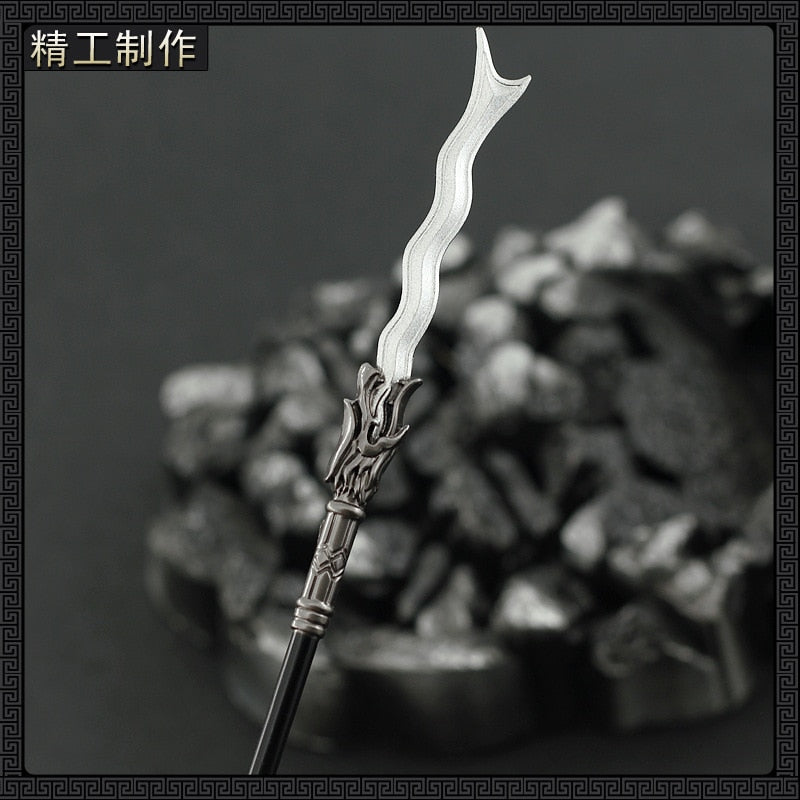 [30CM~11.81"] Snake Spear Lance Zhang Fei Ancient Chinese Metal Melee Long Handle Cold Weapons Model Polearm Doll Toys Equipment Ornament