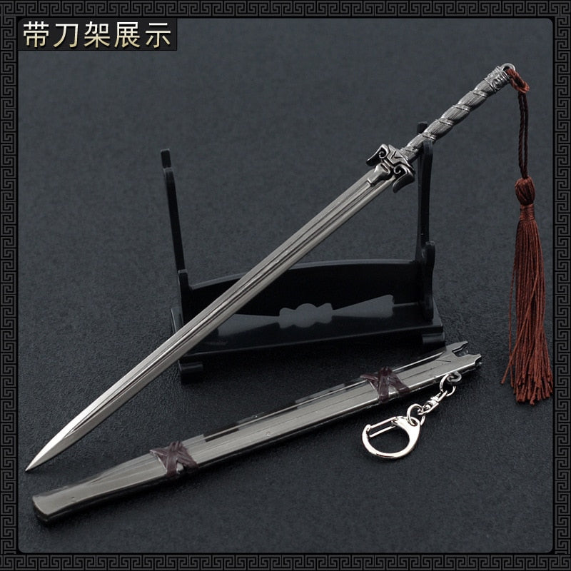 [22CM~8.66"] Red Cloud Sword Ancient Chinese Full Metal Sheathed Melee Cold Weapons Model Doll Equipment Ornament Crafts Decoration Toys