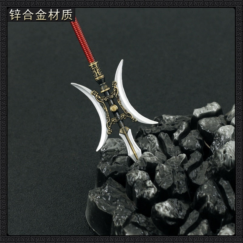 [22CM~8.66"] Metal Halberd Lu Bu Dynasty Warriors Game Peripherals Ancient Chinese Cold Weapons Model Doll Toy Equipment Accessories Boy
