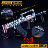 [14cm~5.51"] Metal Playerunknowns Battlegrounds PUBG Mini GROZA Gun Weapon Arms Game Peripheral Keychain Ornament Decoration Collection