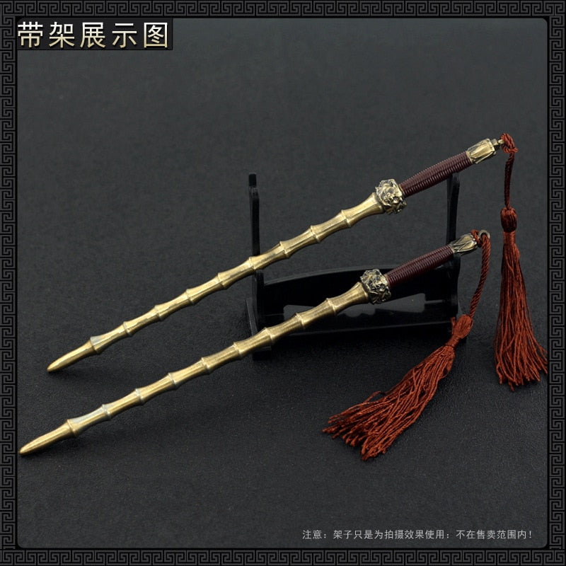 [22CM~8.66"] Water Milled Octagonal Steel Whip Ancient Chinese Metal Cold Weapon Model 1/6 Doll Equipment Accessories Replica Miniatures