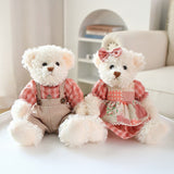 26cm Lovely Couple Teddy Bear Peluche Toys Kawaii Dress Bear Dolls Stuffed Soft Toy for Girls Baby Girlfriend Gifts