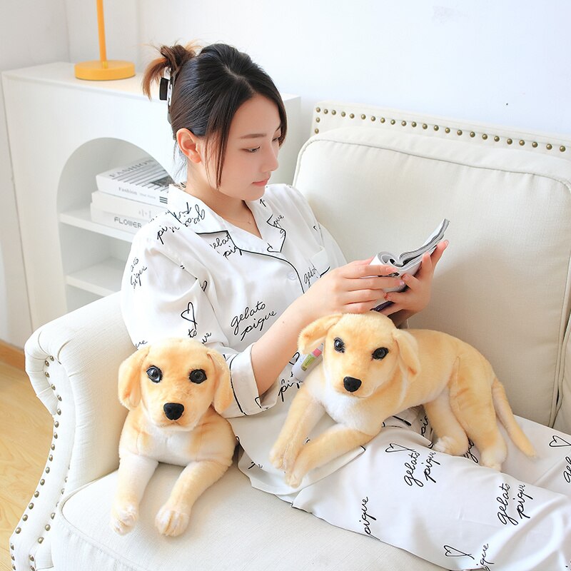 Simulation Golden Retriever Doll Plush Toys Cute Large Dog Guide Dog Stuffed Soft Animal Toys for Kids Accompany Doll Gifts