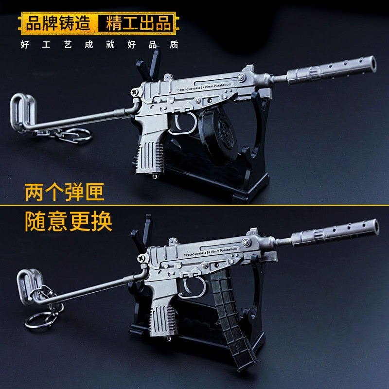 [20CM~7.87"] Scorpion Submachine Gun Metal Weapons Miniatures PUBG Game Peripheral Home Ornament Decoration Crafts Keychain Collection