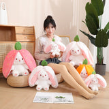 18CM Kawaii Cosplay Fruit Rabbit Plush Dolls Cute Strawberry Carrot Transform Bunny Toy Stuffed Soft Animal Kids Creative Gift