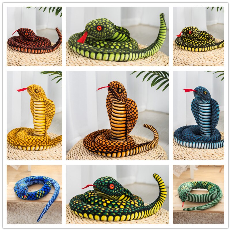 Simulation Python Snakes Plush Toy Large Size Joking Dolls Stuffed Lifelike Long Boa Cobra Pillow Halloween Tricky Game Gifts