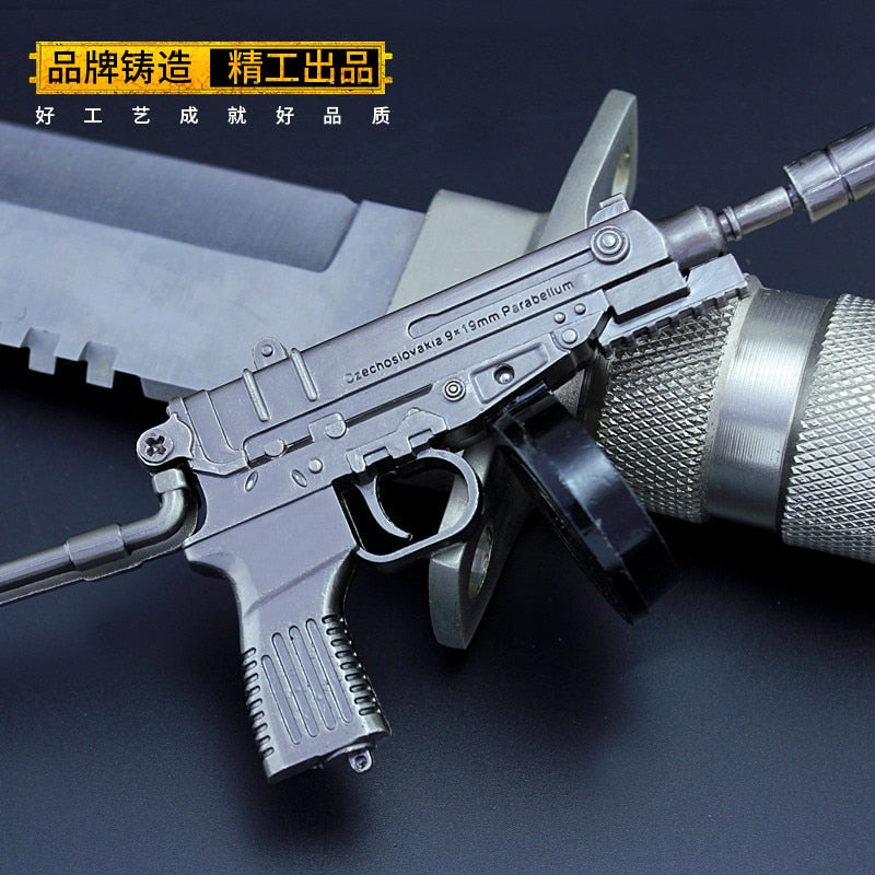 [20CM~7.87"] Scorpion Submachine Gun Metal Weapons Miniatures PUBG Game Peripheral Home Ornament Decoration Crafts Keychain Collection