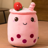 25-70cm cute cartoon Fruit bubble tea cup shaped pillow with suction tubes real-life stuffed soft back cushion funny boba food