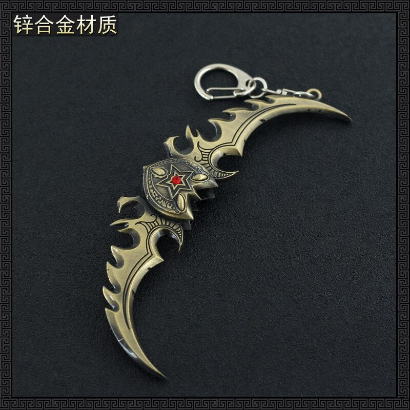 [12CM~4.72"] Twin Blades of Azzinoth Illidan Stormrage WOW Game Peripherals Metal Weapons Miniatures Ornament Decoration Crafts Keychain