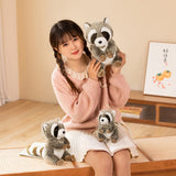 17/23/30cm Kawaii Simulation Raccoon Peluche Toy Lovely Animal Dolls Cute Raccoon with Bells Cloak Birthday Gift for Children