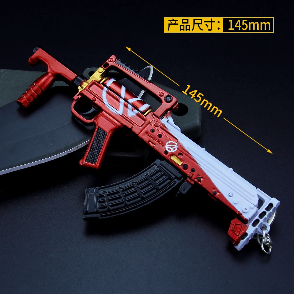 [14cm~5.51"] Metal Playerunknowns Battlegrounds PUBG Mini GROZA Gun Weapon Arms Game Peripheral Keychain Ornament Decoration Collection