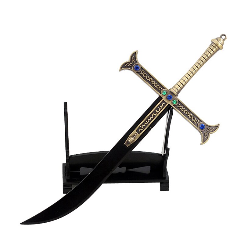 [24CM~9.44"] Night Dracule Mihawk OP One Metal Blade Black Sword Piece Weapon Model Anime Peripherals Toy for Boy Kid 1/6 Doll Equipment