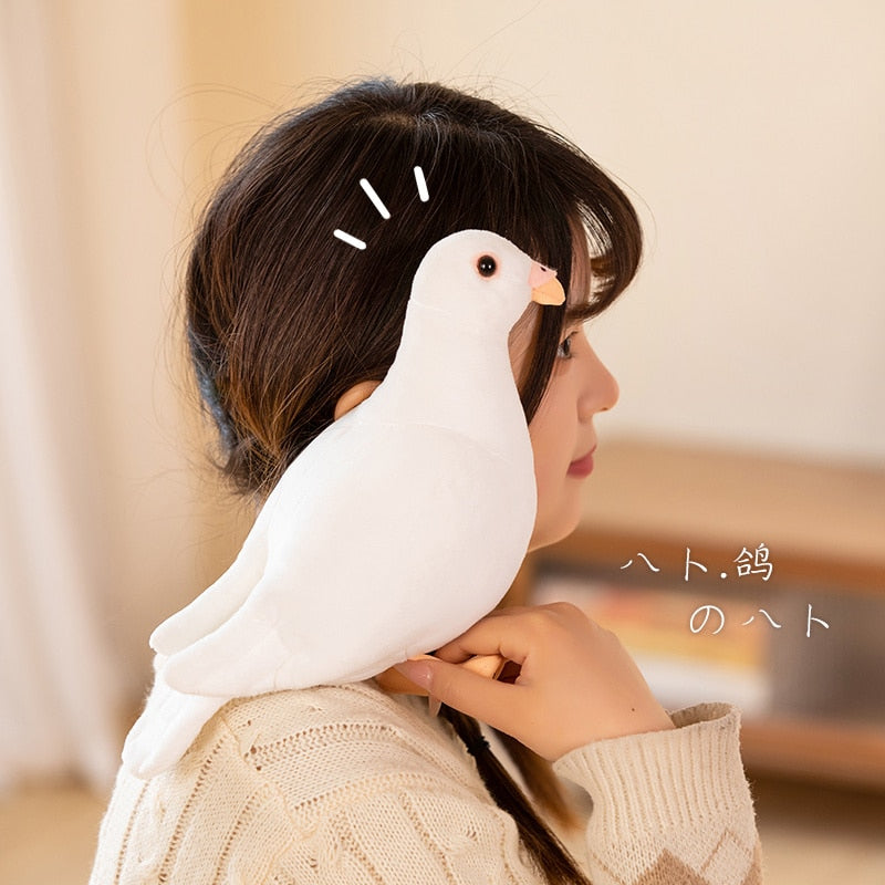 20cm Lifelike Bird Plush Toys Simulation White Green Pigeon Lovely Magpie Stuffed Animal Doll Photography Props Home Decor Gifts