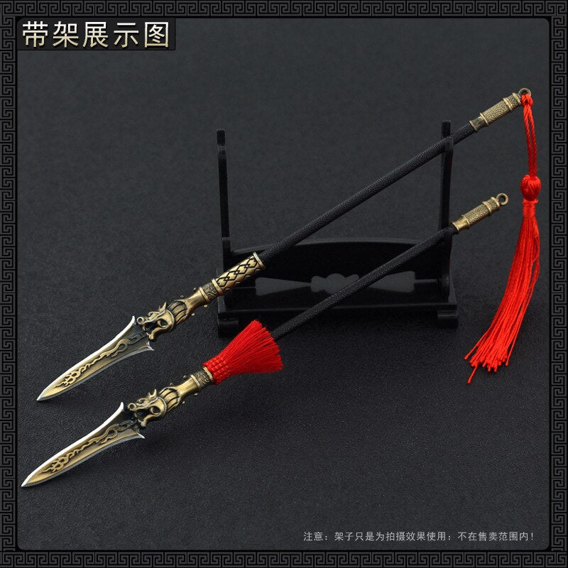 [22CM~8.66"] Ugin Dragon Spear Lance Ancient Chinese Metal Cold Weapon Model Game Peripherals Home Decoration Doll Toy Equipment Collect