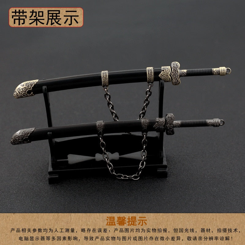 [16CM~6.29"] Black Gold Ancient Blade Chinese Melee Cold Weapon Metal Model Home Decoration Ornament Crafts Collection Toys for Male Boy