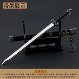 [22CM~8.66"] Chinese Style Double Edged Sword Ancient Full Metal Zinc Alloy Melee Cold Weapons Model Ornament Crafts Doll Equipment Boys