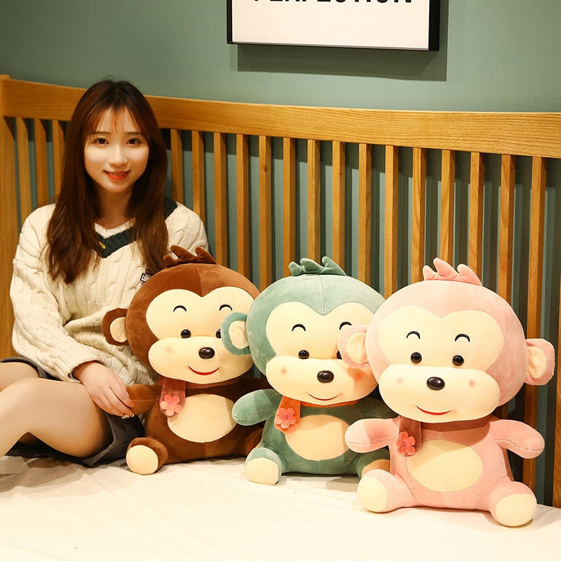 23-50cm Lovely Monkey Plush Toys Kawaii Hugging Dolls Stuffed Soft Animal Monkey with Scarf Home Decor Gift for Children