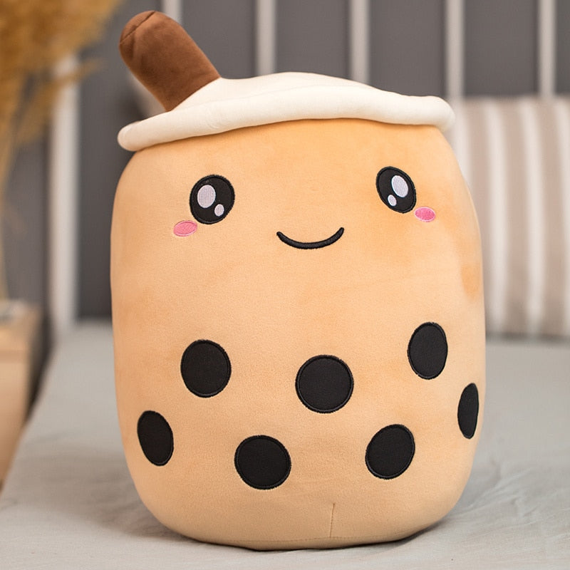 25-70cm cute cartoon Fruit bubble tea cup shaped pillow with suction tubes real-life stuffed soft back cushion funny boba food