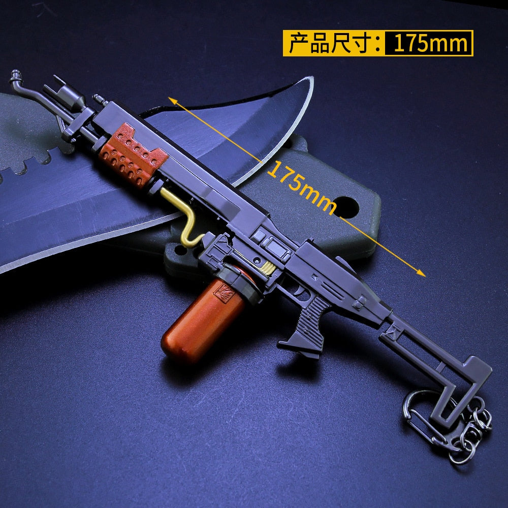 [17CM~6.69"] Flamethrower Flame Gun PUBG APEX CSGO Game Peripheral Metal Weapons Model Keychain 1/6 Doll Equipment Miniatures Decoration