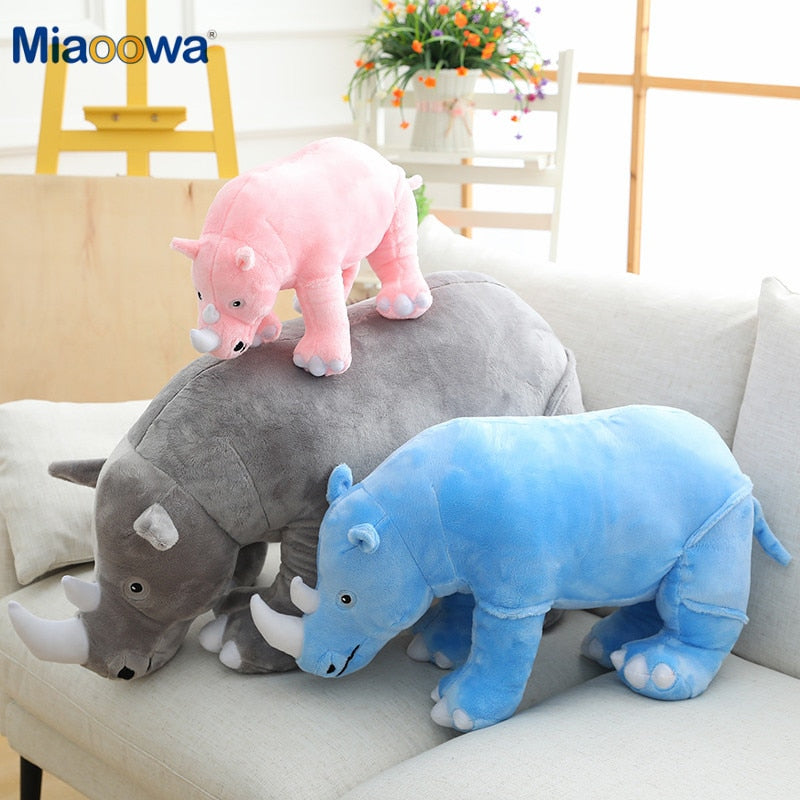 40/60/80cm Giant Plush Rhinoceros Toys Lifelike Stuffed Animal Pillow Zoo Dolls Baby Cushion Kids Appease Toy Girl Birthday Gift