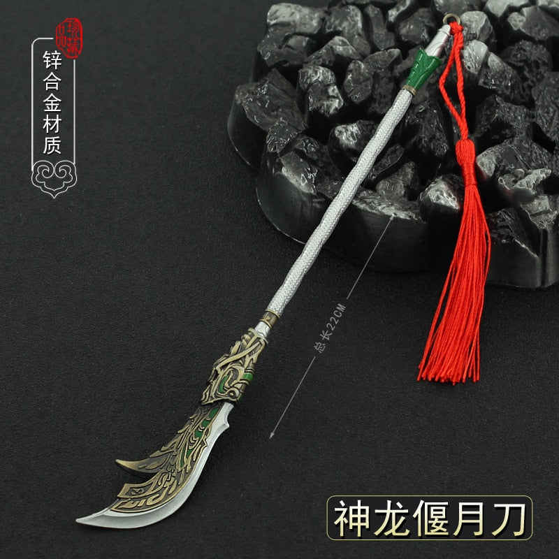 [22CM~8.66"] Metal Ancient Weapons Kwan Guan Dao Bill Doll Equipment Accessories Toy for Male Boys Ornament Decoration Collection Crafts