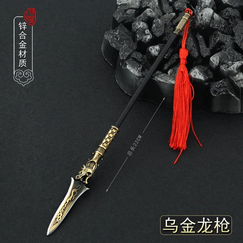 [22CM~8.66"] Ugin Dragon Spear Lance Ancient Chinese Metal Cold Weapon Model Game Peripherals Home Decoration Doll Toy Equipment Collect