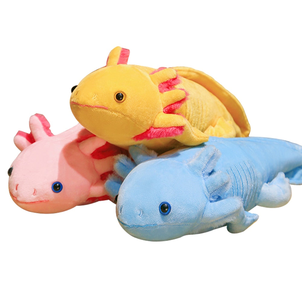 45cm Kawaii Colorful Newt Plush Toy Stuffed Cute Axolotl Salamander Fuzzy Plush Fish Appeasing Long Pillow Cushion Kids Gift