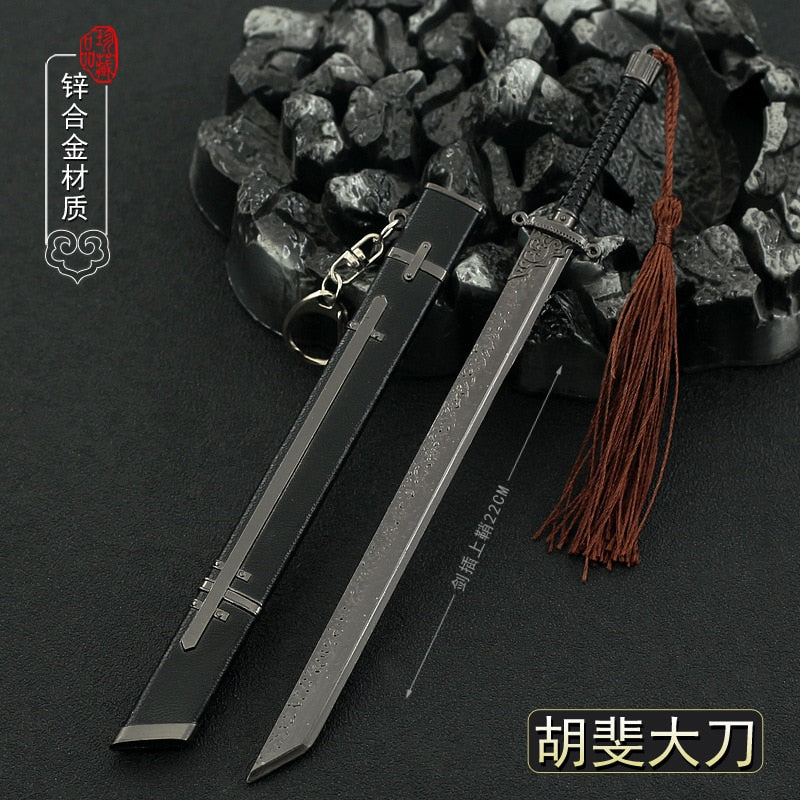 [22CM~8.66"] Cold Moon Blade Machete Sabre Ancient Metal Weapon Model 1/6 Doll Equipment Accessorie Ornament Decoration Boy Retro Crafts